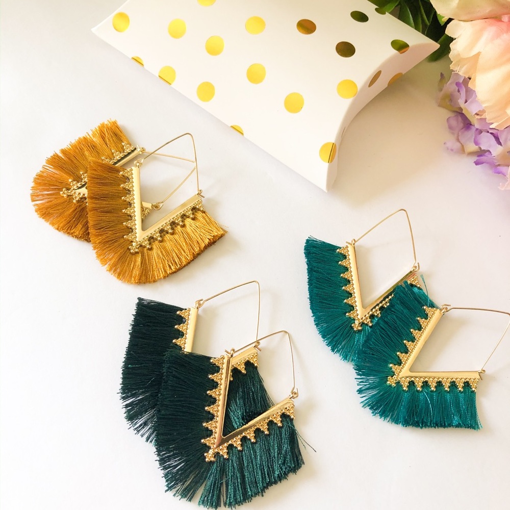 V-Shaped Tassel Earrings